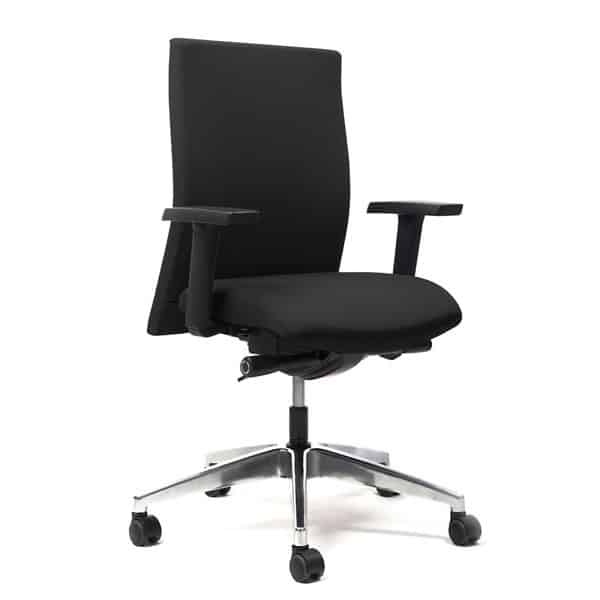 Interstuhl Ergo- bureaustoel met stoffen rug zwart en chroom-zwart